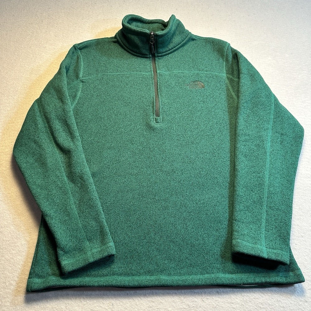 The North Face 1/4 Zip Sweatshirt Mens Green Mock Neck Outdoor Activewear XL